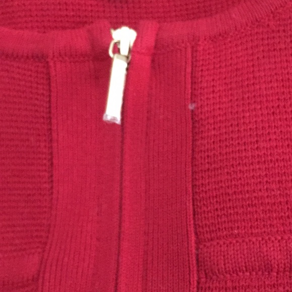 Talbots Front Zip Sweater, Red - Picture 2 of 4